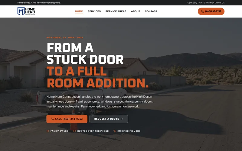 The Home Hero website on a desktop screen