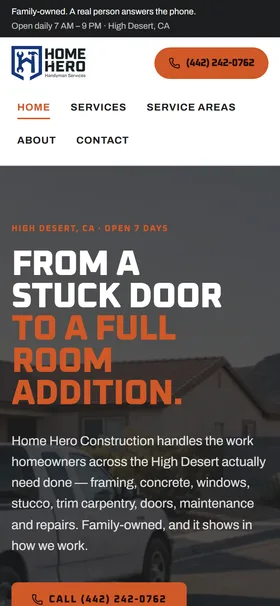 The same site on a phone